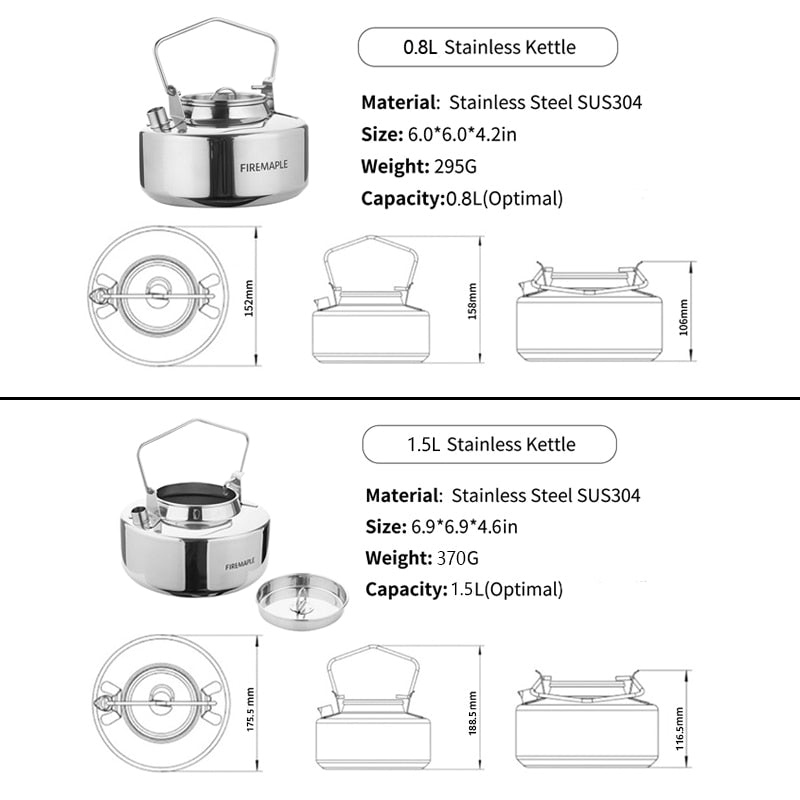 Fire Maple Antarcti Stainless Steel Backpacking Camping Kettle Bushcraft Gear Outdoor