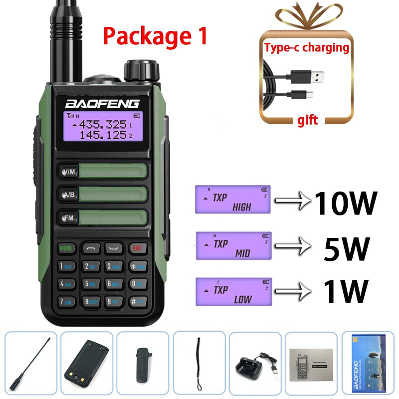 Baofeng UV-16 PRO 10W Walkie Talkie IP68 Waterproof Amateur Transceiver Dual Band