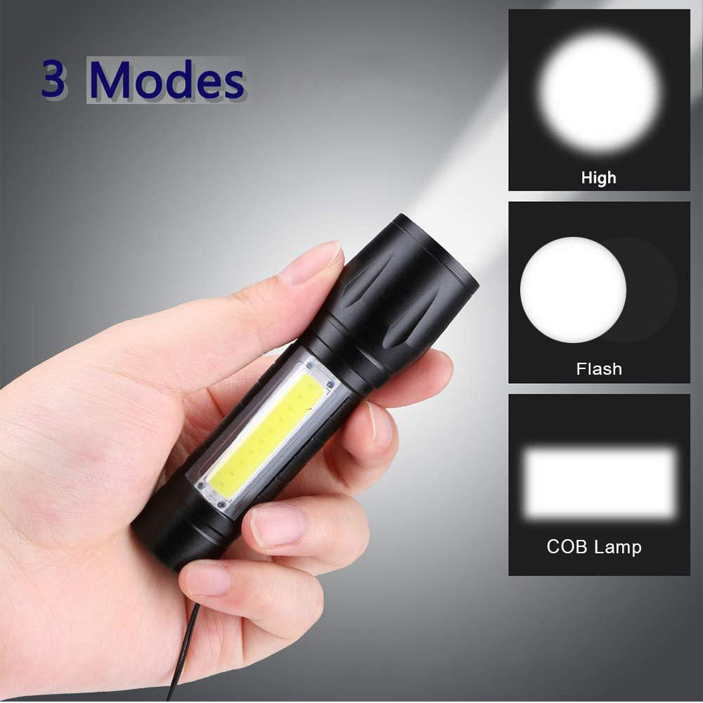 Portable Rechargeable Zoom LED Flashlight XP-G Q5 Flash Light Torch Lantern 3 Lighting