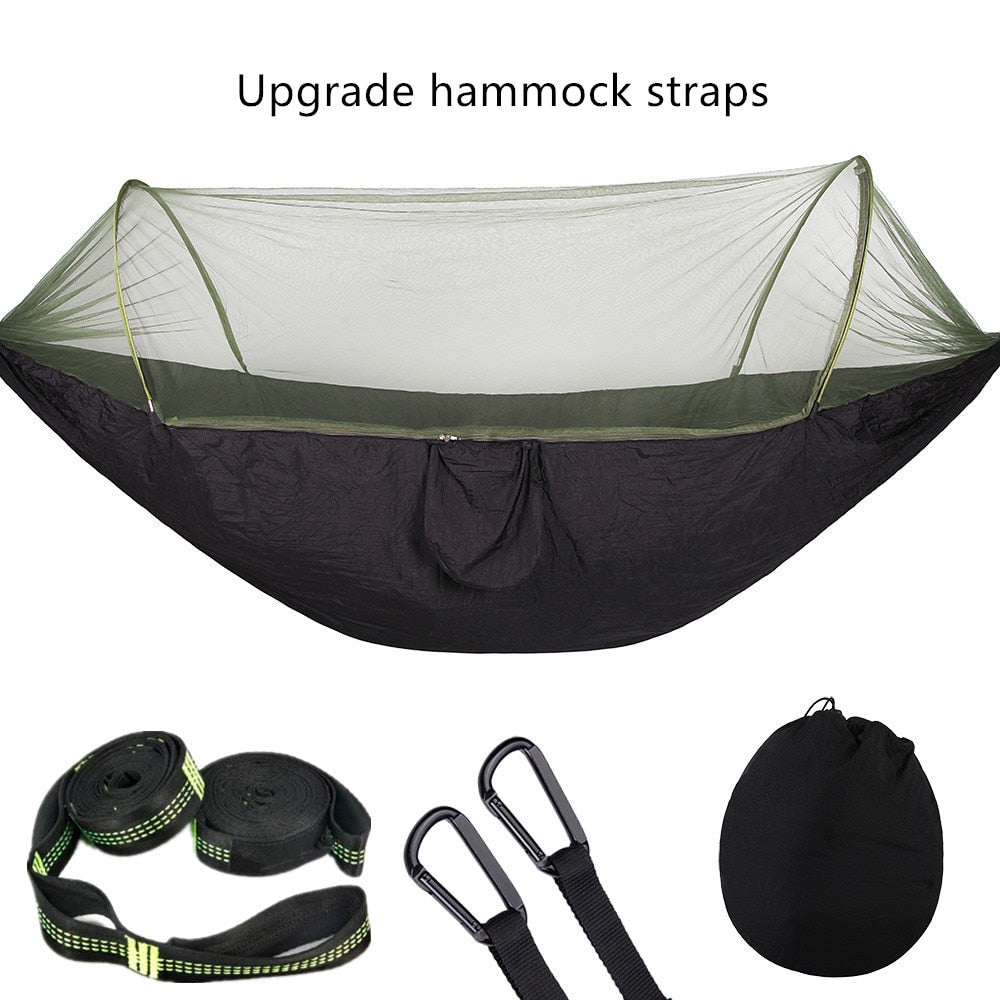 2022 Camping Hammock with Mosquito Net Pop-Up Light Portable Outdoor Parachute