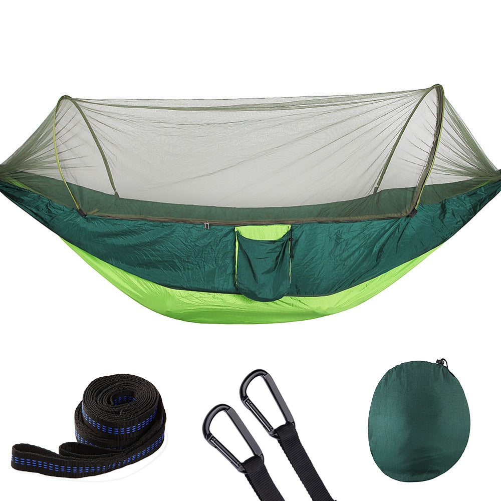 2022 Camping Hammock with Mosquito Net Pop-Up Light Portable Outdoor Parachute