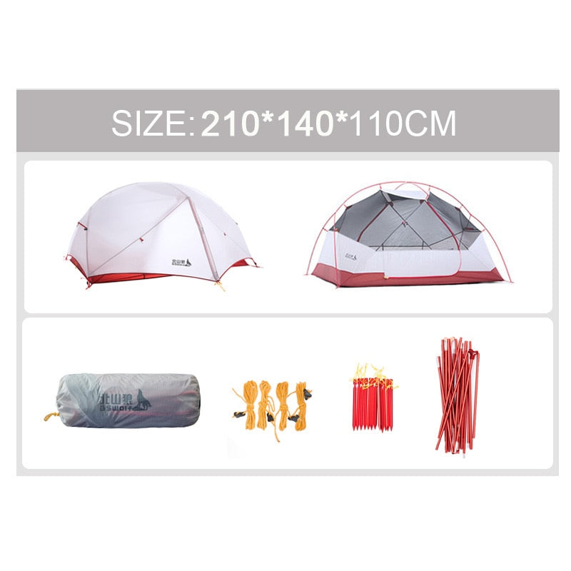 BSWolf 2 Persons Camping Tent Ultralight 20D 380T Nylon Double Layer Waterproof