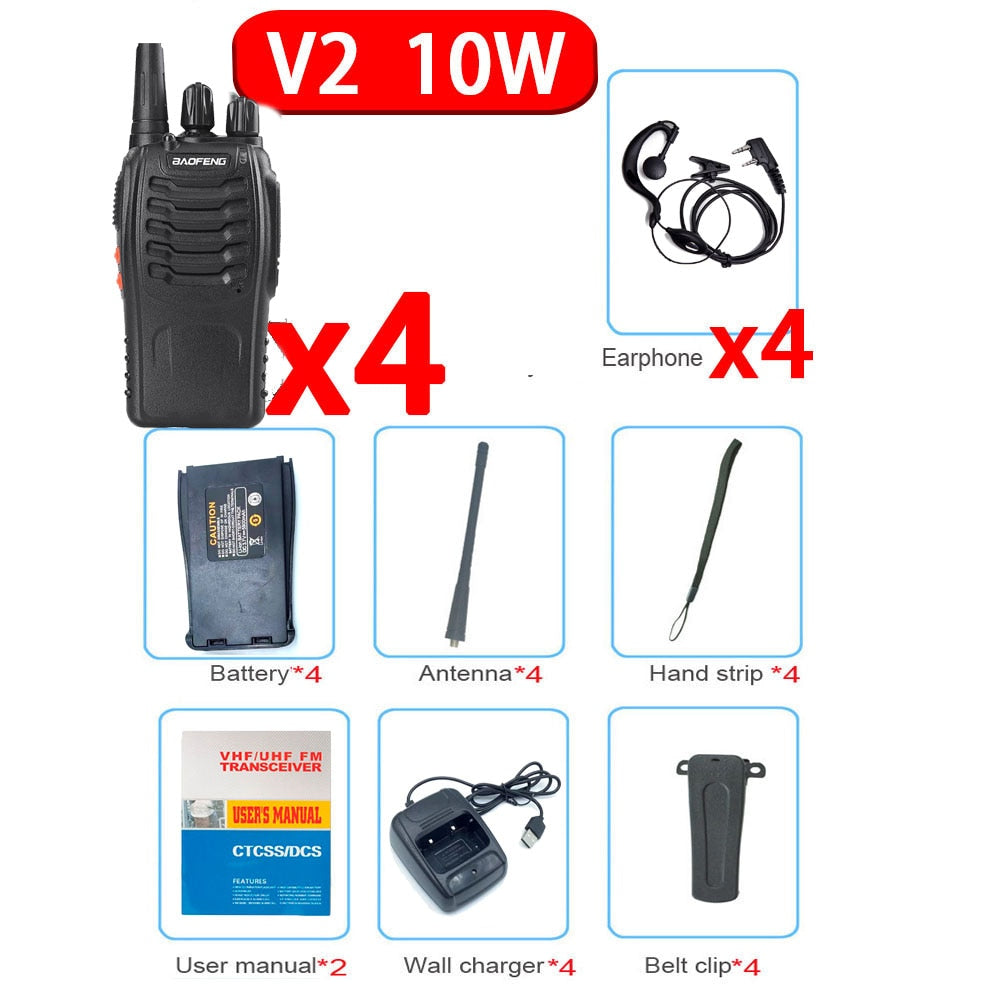 2022 Original 5/10W 4PCS Baofeng BF-888S Walkie Talkie UHF 400-470MHz Radios