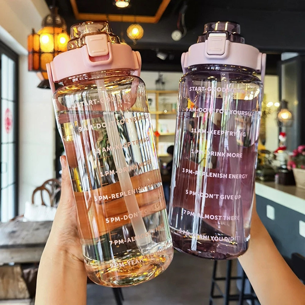 2 Liter Water Bottle with Straw Female Jug Girls Portable Travel bottles Fitness Bike Cup