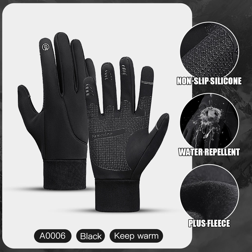 Winter Gloves Men Cycling Bike Women Thermal Fleece Cold Wind Waterproof Touch