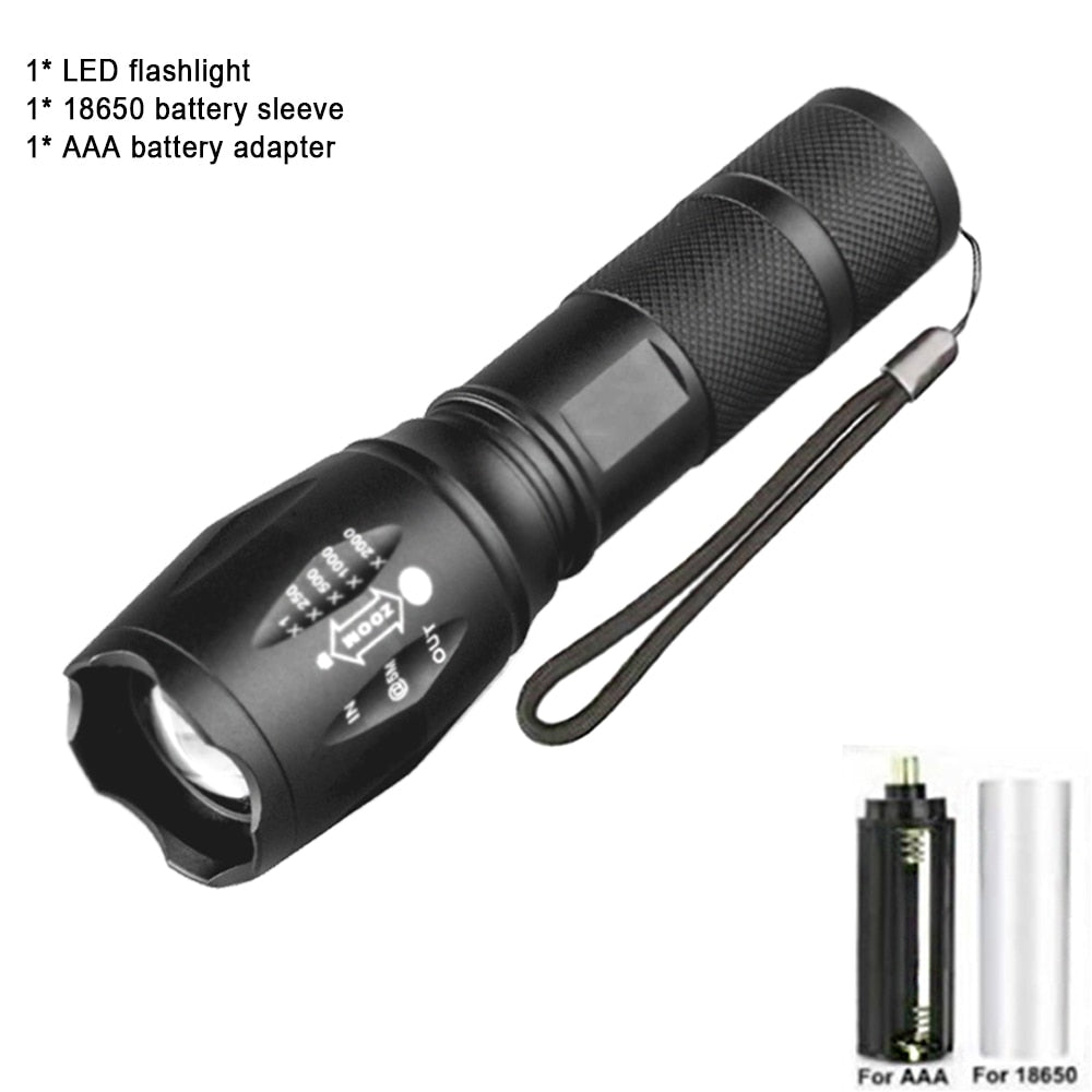 Portable Powerful LED Lamp XML-T6  Flashlight Linterna Torch Uses 18650 Chargeable Battery