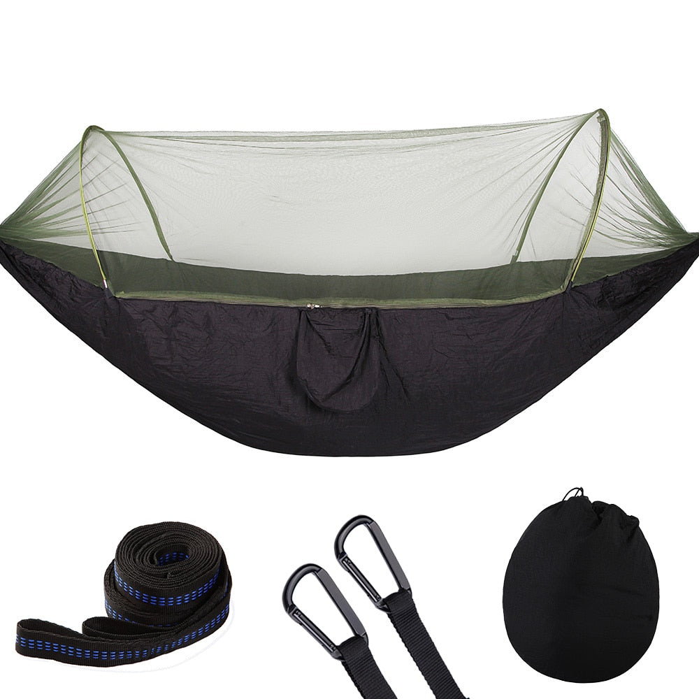 2022 Camping Hammock with Mosquito Net Pop-Up Light Portable Outdoor Parachute