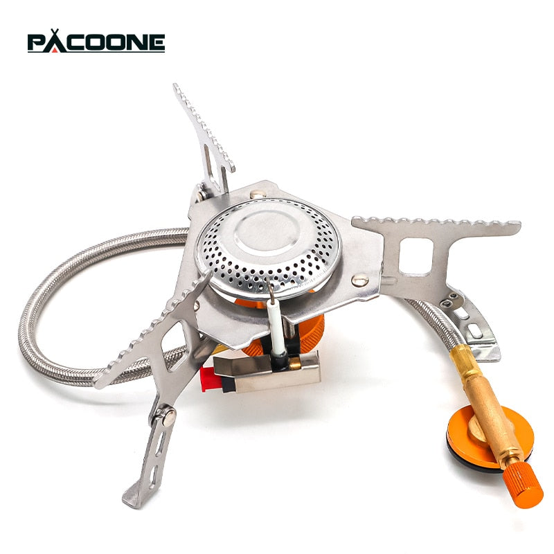 PACOONE Camping Gas Stove Outdoor Windproof Tourist Burner Portable Folding