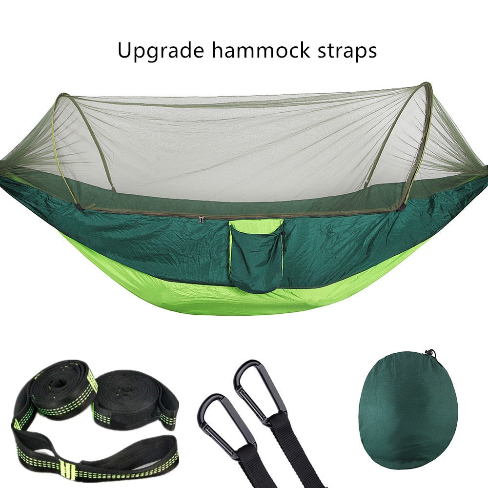 2022 Camping Hammock with Mosquito Net Pop-Up Light Portable Outdoor Parachute