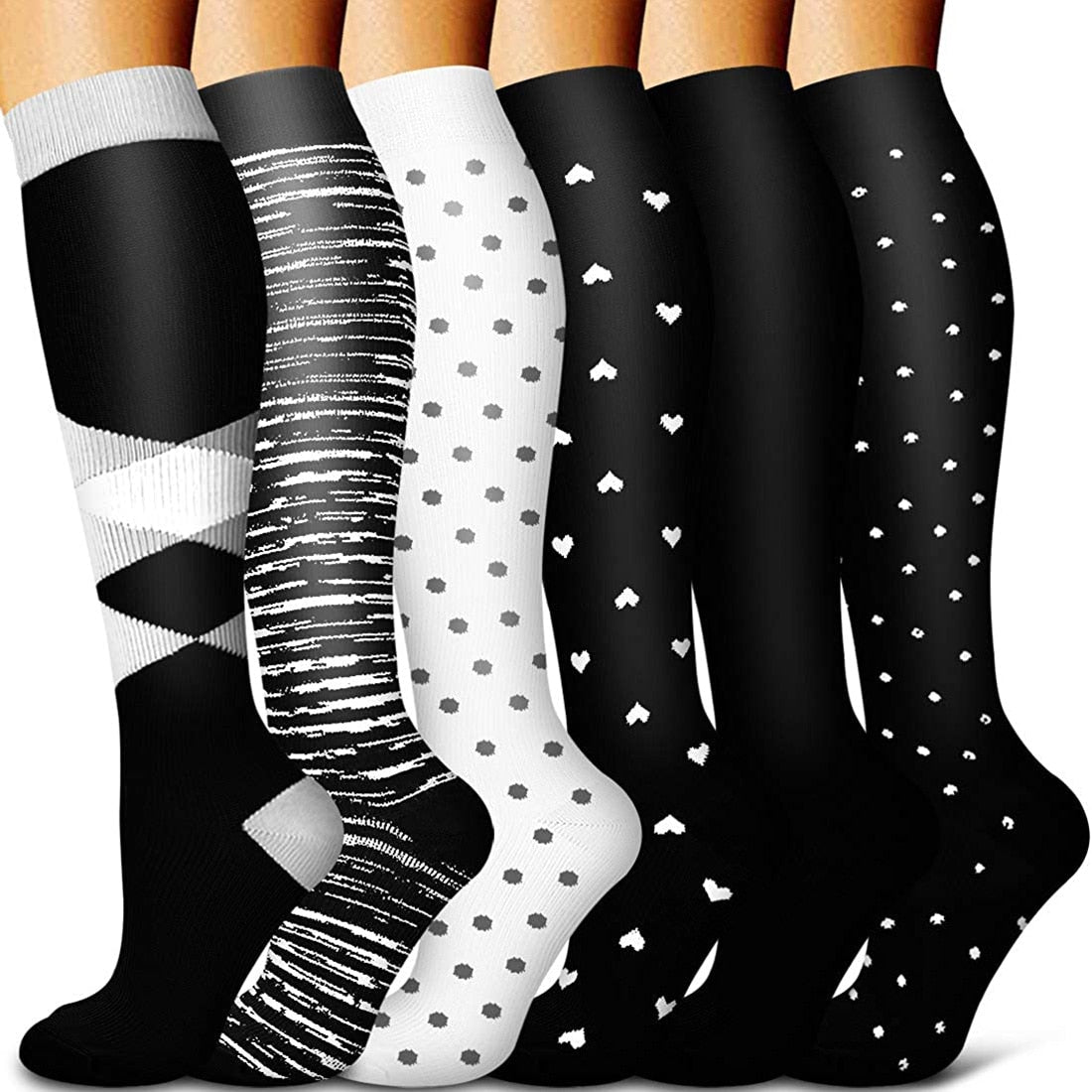 5/6 Pairs Men and Women Compression Socks Circulation Recovery Varicose Veins