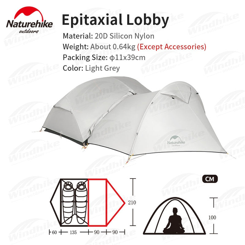 NatureHike Mongar Camping Tent 2 Persons Ultralight 20D Nylon Silicone Outdoor