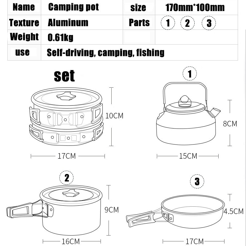 Quality Camping cookware Outdoor cookware set camping tableware cooking set travel