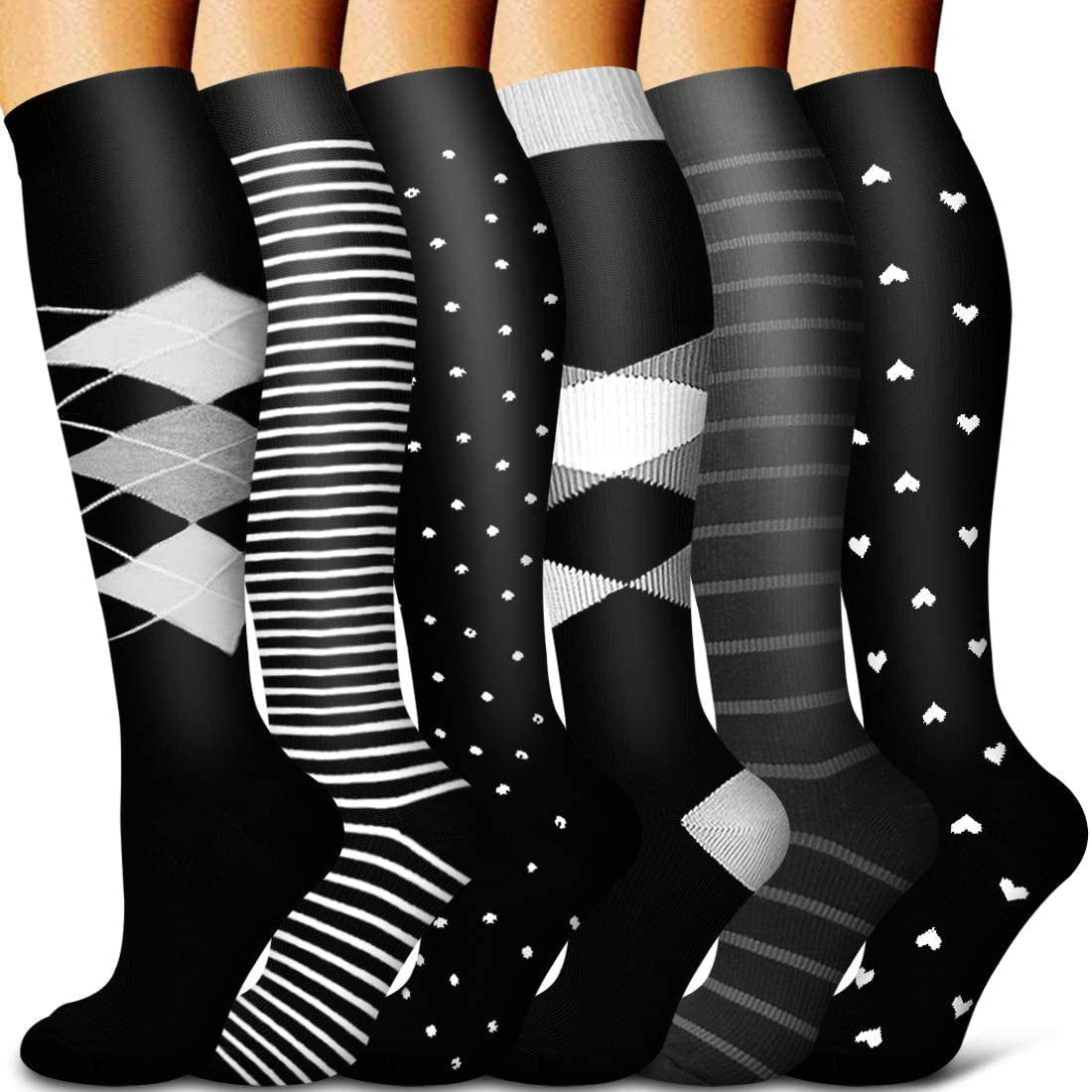 5/6 Pairs Men and Women Compression Socks Circulation Recovery Varicose Veins