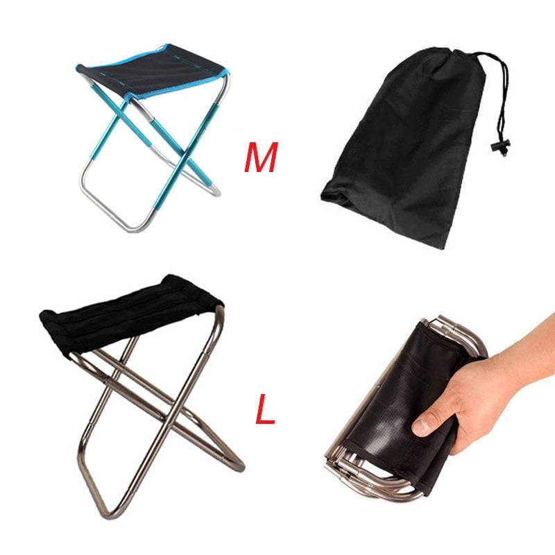 Folding Small Stool Fishing Chair Picnic Camping Chair Foldable Aluminium Cloth Outdoor