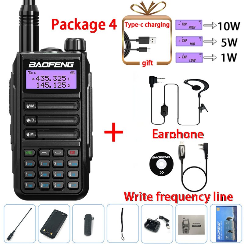 Baofeng UV-16 PRO 10W Walkie Talkie IP68 Waterproof Amateur Transceiver Dual Band