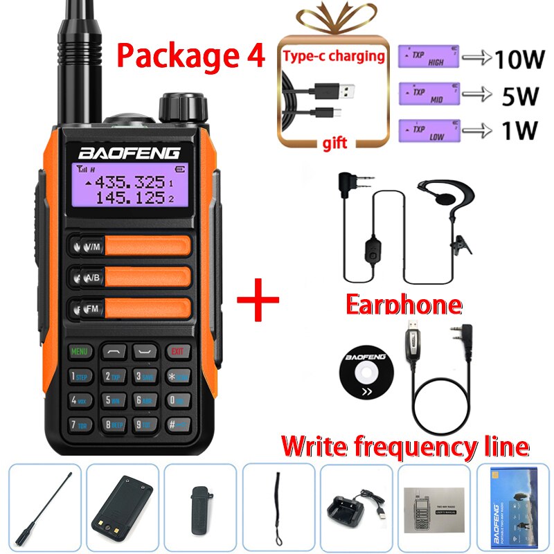 Baofeng UV-16 PRO 10W Walkie Talkie IP68 Waterproof Amateur Transceiver Dual Band