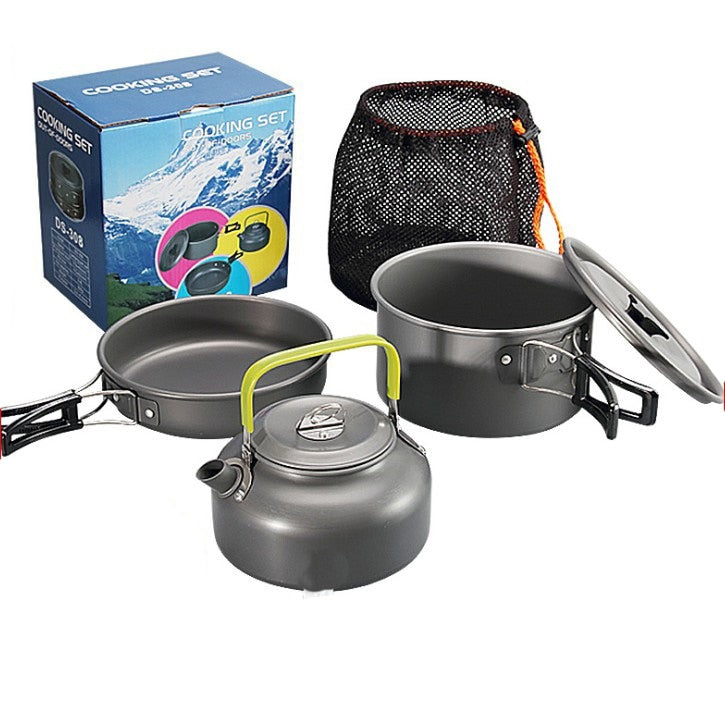 Camping Cookware Kit Outdoor Aluminum Cooking Set Water Kettle Pan Pot Travelling