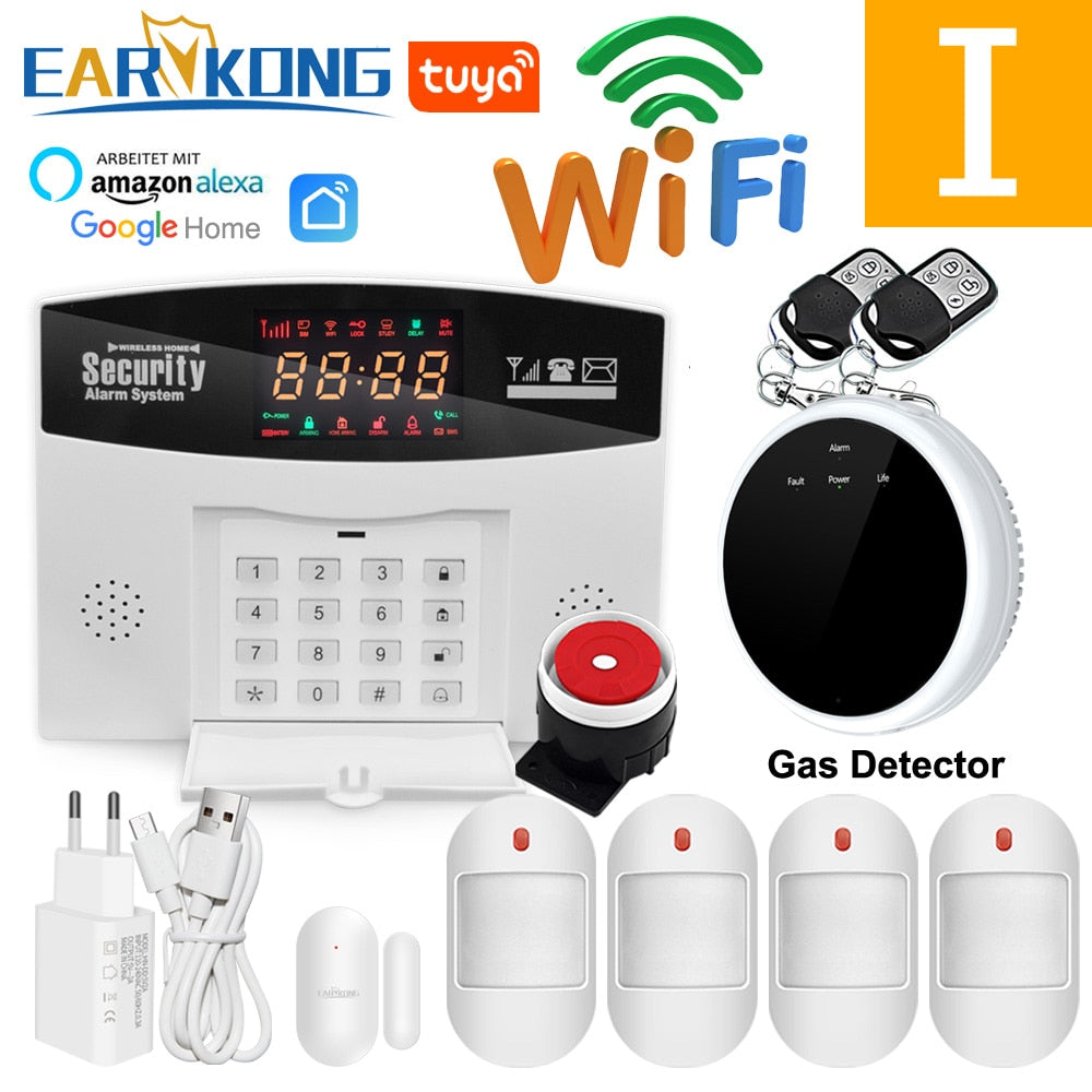 Wifi GSM Alarm System Wireless Wired Detector Alarm Tuya Smart Home Security