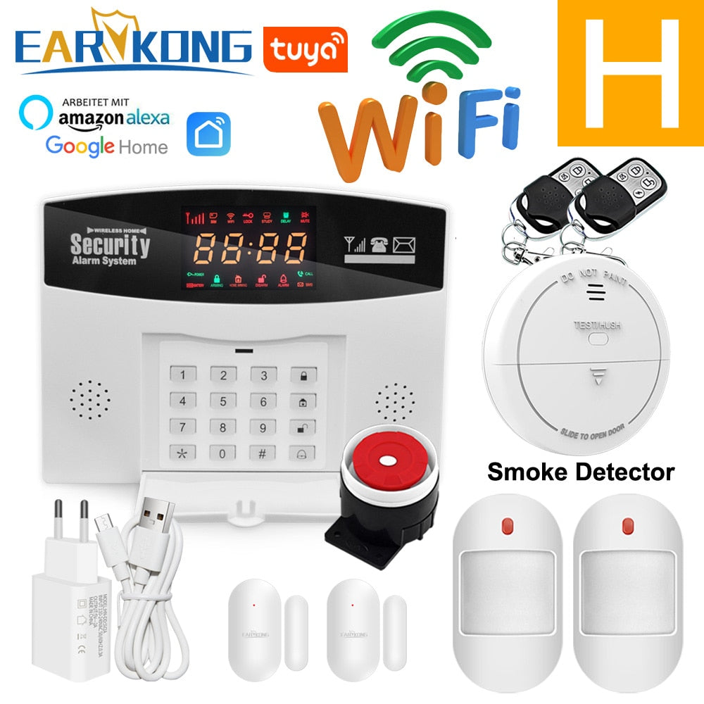 Wifi GSM Alarm System Wireless Wired Detector Alarm Tuya Smart Home Security