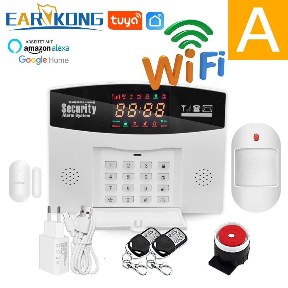 Wifi GSM Alarm System Wireless Wired Detector Alarm Tuya Smart Home Security