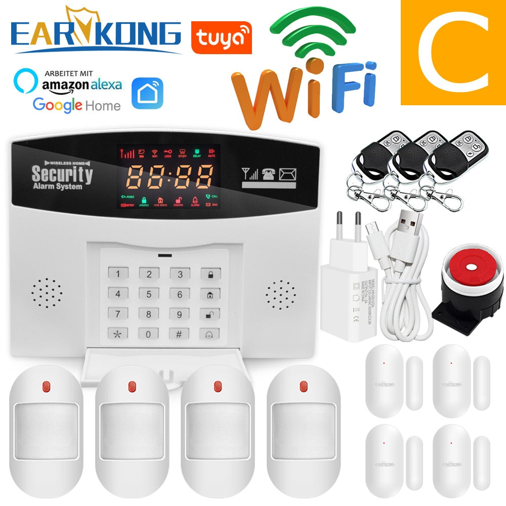 Wifi GSM Alarm System Wireless Wired Detector Alarm Tuya Smart Home Security