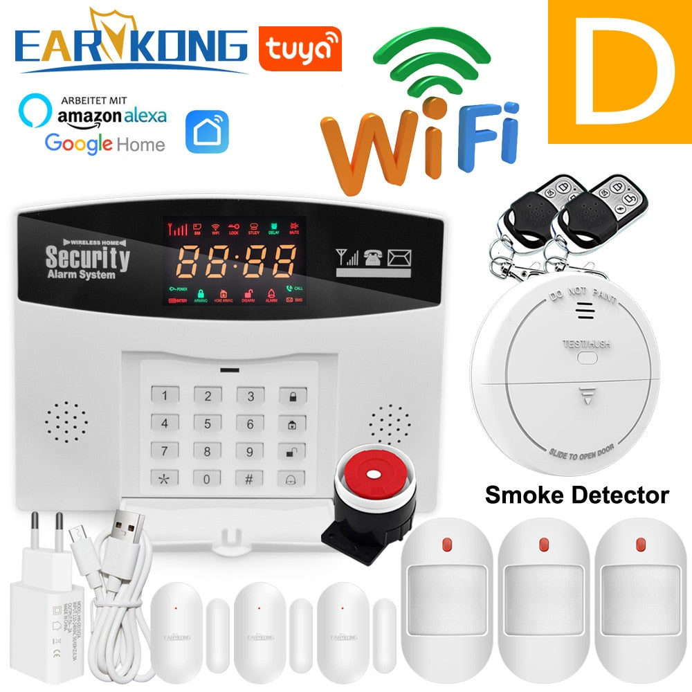 Wifi GSM Alarm System Wireless Wired Detector Alarm Tuya Smart Home Security