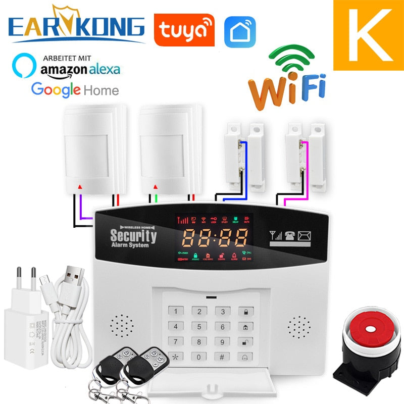 Wifi GSM Alarm System Wireless Wired Detector Alarm Tuya Smart Home Security