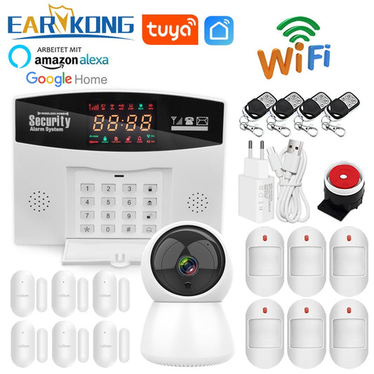 Wifi GSM Alarm System Wireless Wired Detector Alarm Tuya Smart Home Security