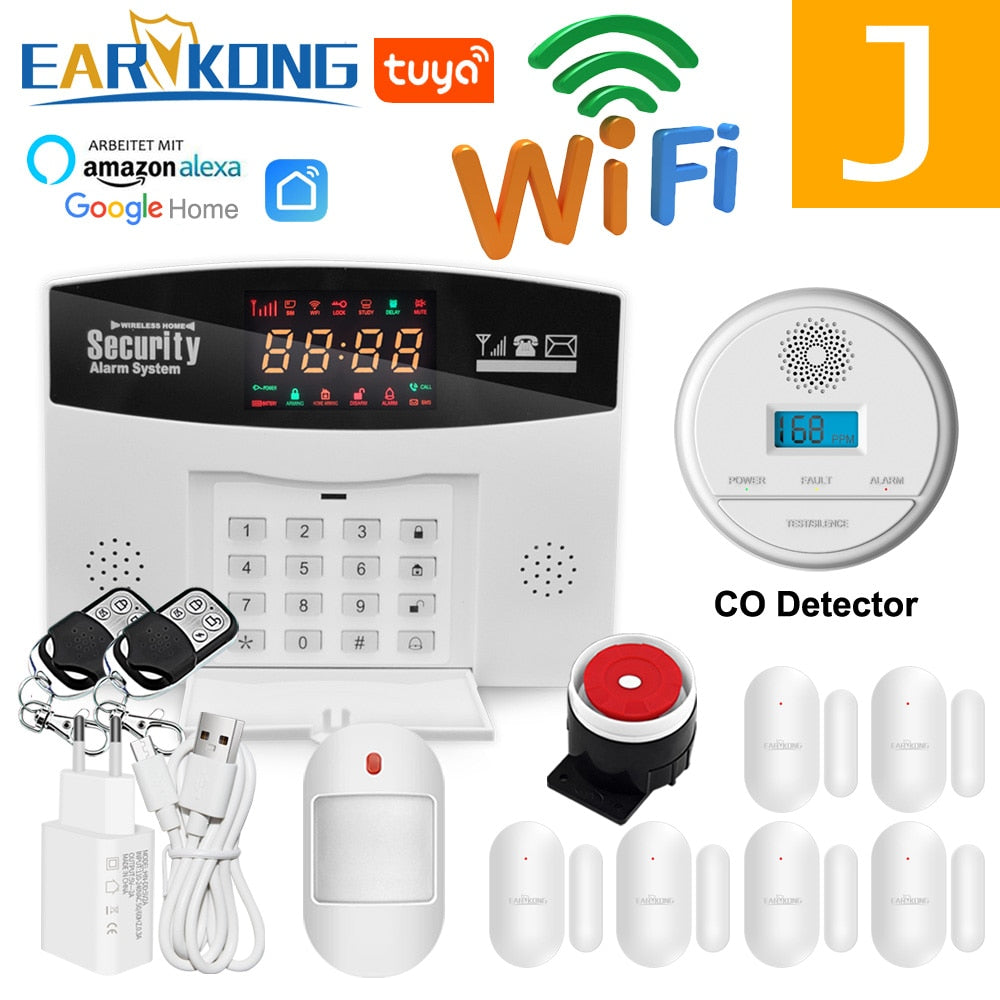 Wifi GSM Alarm System Wireless Wired Detector Alarm Tuya Smart Home Security