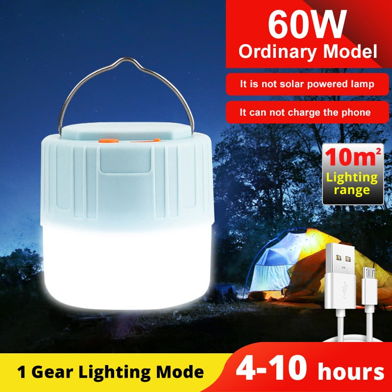 1000 Watts Solar LED Camping Light USB Rechargeable Bulb For Outdoor Tent Lamp